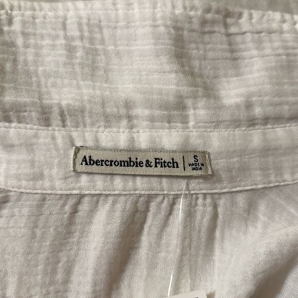 A & F S Oversized White Gauze Lightweight Cotton Button Down Belted Shirt Tunic - Picture 11 of 12